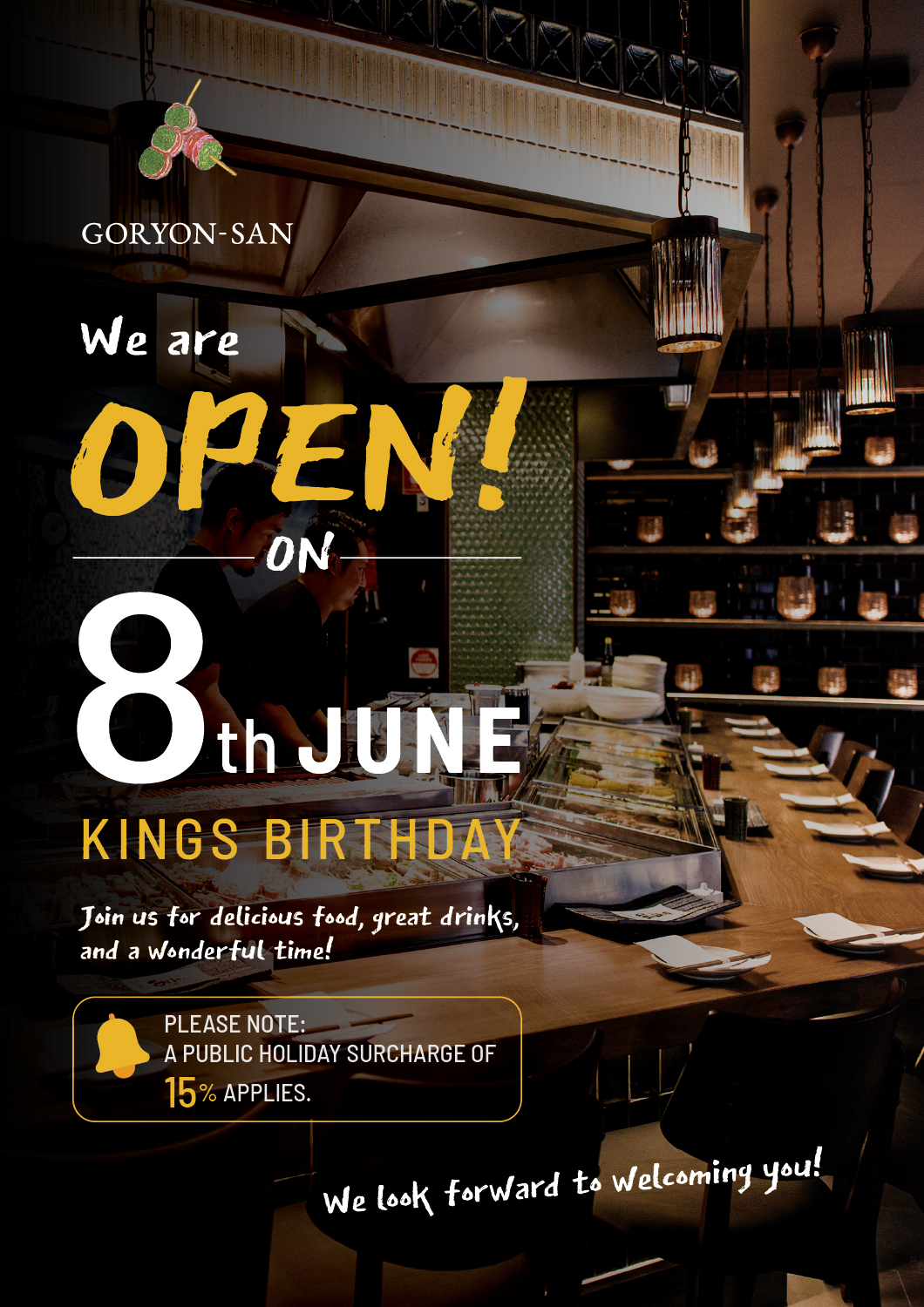 GORYON-SAN: Open on 8th June